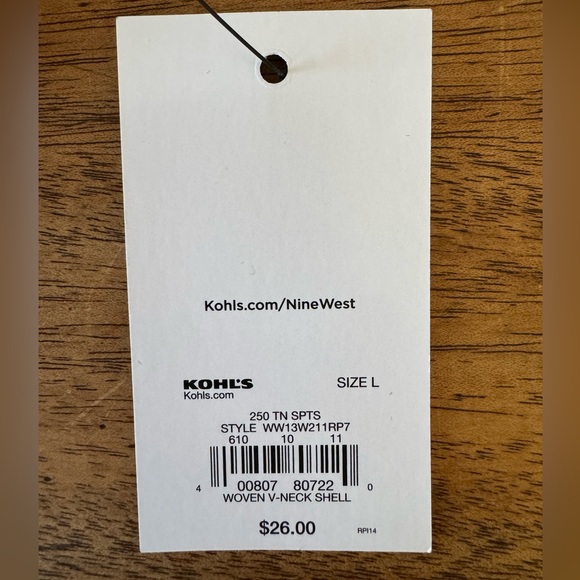 NWT | Nine West | Sleeveless Woven V-Neck Shell | Pink/Blk Animal Print | Large - Picture 5 of 5